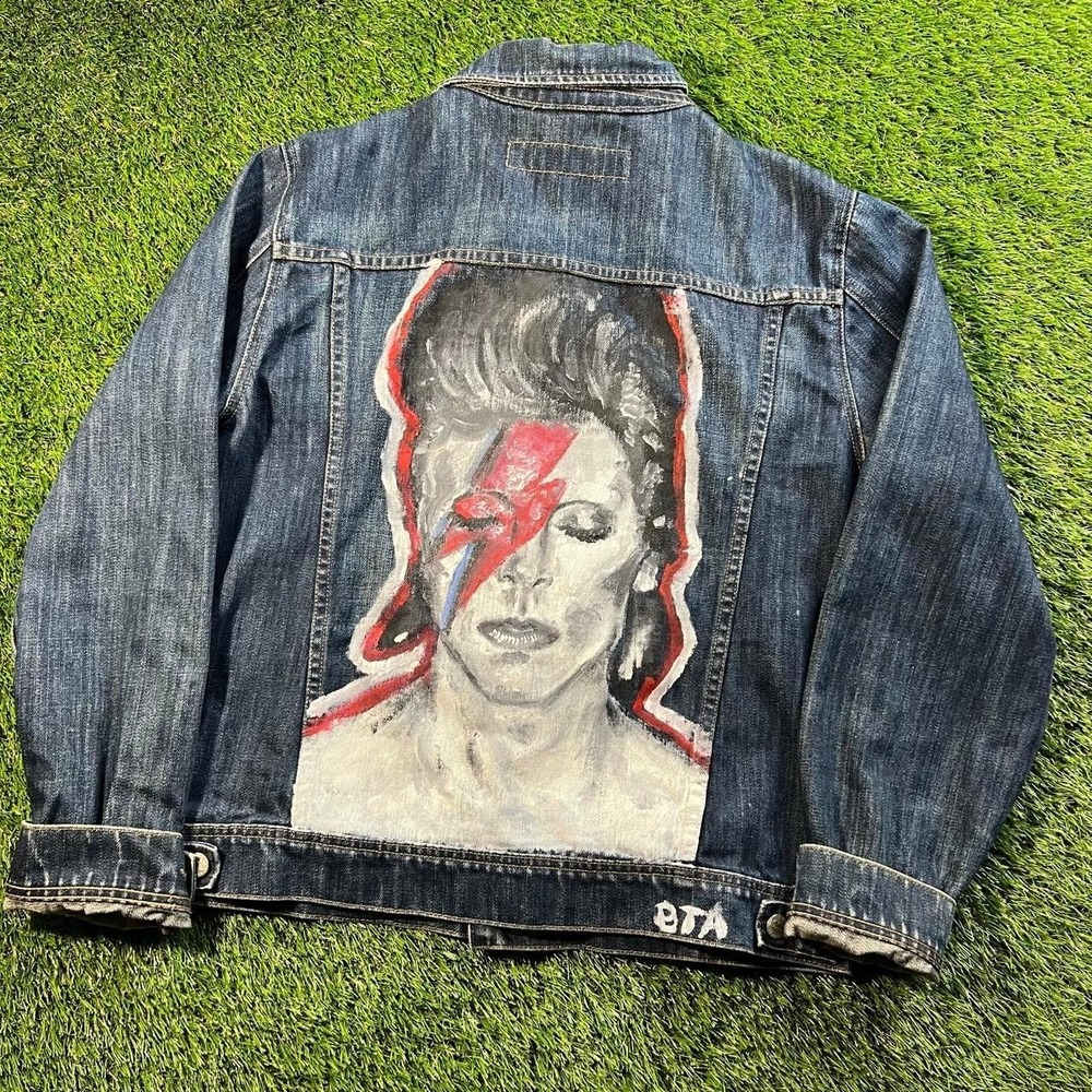 VTG Todd Oldham Jeans David Bowie Painted Denim Jacket Men's Medium 90s Designer